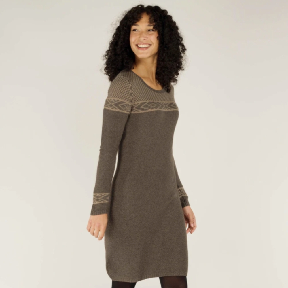 Sherpa Adventure Gear Maya Grey Knit Women Tunic Sweater Merino Medium Nordic